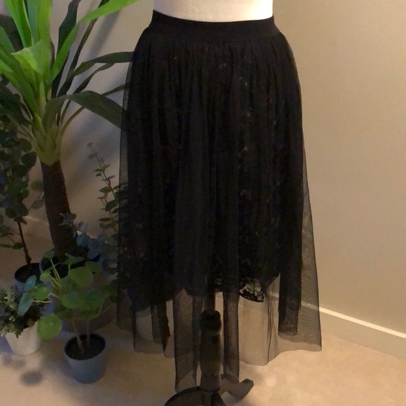 Forever 21 Dresses & Skirts - NWT: Black skirt lace / beige lining & netting